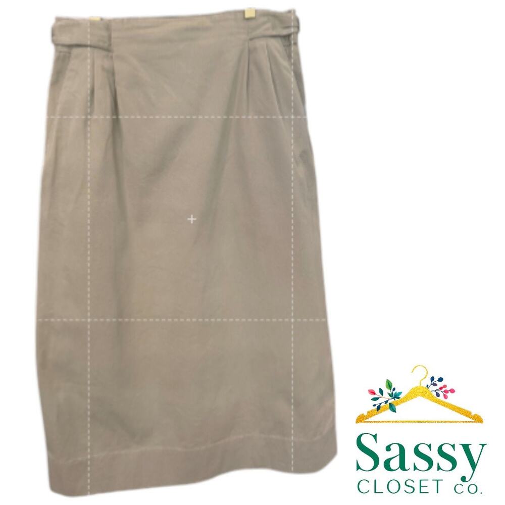 ✨TALBOTS Khaki Pleated Midi Skirt 12 🧥